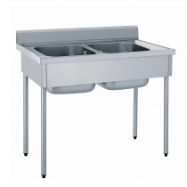 Plonge démontable avec dosseret, 2 bacs, largeur 700 mm