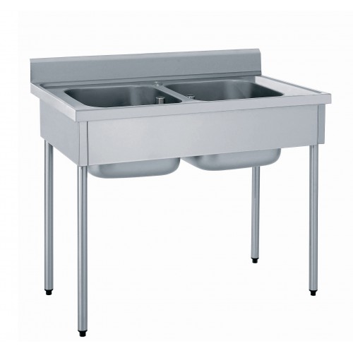 Plonge démontable avec dosseret 2 bacs largeur 700 mm Plonge démontable avec dosseret 2 bacs largeur 700 mm