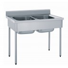 Plonge démontable avec dosseret, 2 bacs, largeur 700 mm