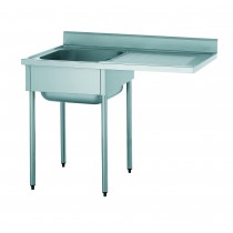 Plonge démontable pour machine à laver, avec dosseret, 1 bac, égouttoir à droite, largeur 700 mm 