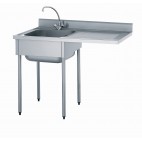 Plonge démontable pour machine à laver, avec dosseret, 1 bac, égouttoir à droite, largeur 700 mm 