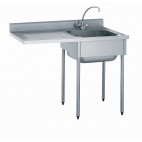 Plonge démontable pour machine à laver, avec dosseret, 1 bac, égouttoir à gauche, largeur 700 mm 