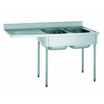 Plonge démontable pour machine à laver avec dosseret 2 bacs égouttoir à gauche largeur 700 mm 