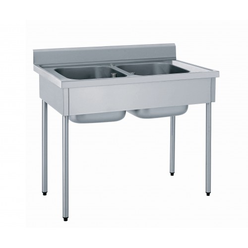 Plonge démontable avec étagère adossée 2 bacs largeur 700 mm Plonge démontable avec étagère adossée 2 bacs largeur 700 mm