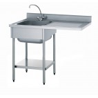 Plonge démontable pour machine à laver avec étagère, adossée, 1 bac, égouttoir à droite, largeur 700 mm 