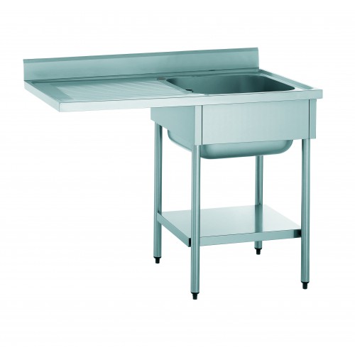 Plonge démontable pour machine à laver avec étagère adossée, 1 bac, égouttoir à gauche, largeur 700 mm Plonge démontable pour machine à laver avec étagère adossée, 1 bac, égouttoir à gauche, largeur 700 mm