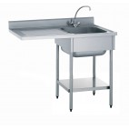 Plonge démontable pour machine à laver avec étagère, adossée, 1 bac, égouttoir à gauche, largeur 700 mm 