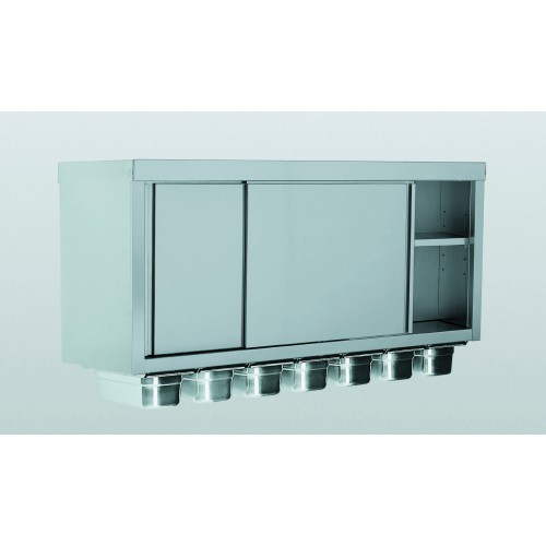 Armoire suspendue portes coulissantes 7 bacs GN 1/3 acier inoxydable largeur 400 mm Armoire suspendue portes coulissantes 7 bacs GN 1/3 acier inoxydable largeur 400 mm