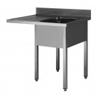 Plonge démontable sur pieds carré pour lave-vaisselle, inox AISI 304, 1 bac, L 1200 x P 600 mm