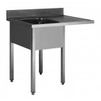 Plonge démontable sur pieds carré pour lave-vaisselle, inox AISI 304, 1 bac, L 1200 x P 600 mm