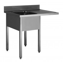 Plonge démontable sur pieds carré pour lave-vaisselle, inox AISI 304, 1 bac, L 1200 x P 600 mm