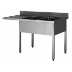 Plonge démontable sur pieds carré pour lave-vaisselle, inox AISI 304, 1 bac, L 1800 x P 600 mm