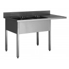 Plonge démontable sur pieds carré pour lave-vaisselle, inox AISI 304, 1 bac, L 1800 x P 600 mm
