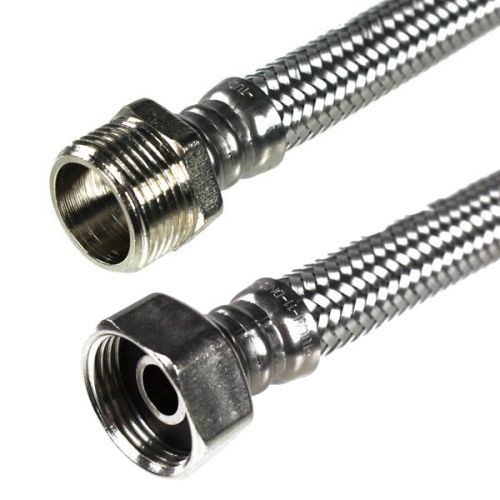 Paire de flexibles inox tressé M-1/2’’ X F-1/2’’ pour douchette Paire de flexibles inox tressé M-1/2’’ X F-1/2’’ pour douchette