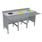 Meuble de tri ouvert, avec ou sans rampe à plateaux, longueur 1800 mm