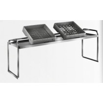Étagère professionnelle double pente, inox cuisine à fixer sur table pour casier de lave-vaisselle, L 2000 mm