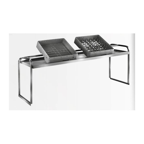 Étagère professionnelle double pente inox cuisine à fixer sur table pour casier de lave-vaisselle L 2000 mm Étagère professionnelle double pente inox cuisine à fixer sur table pour casier de lave-vaisselle L 2000 mm