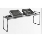 Étagère professionnelle double pente, inox cuisine à fixer sur table pour casier de lave-vaisselle, L 2000 mm