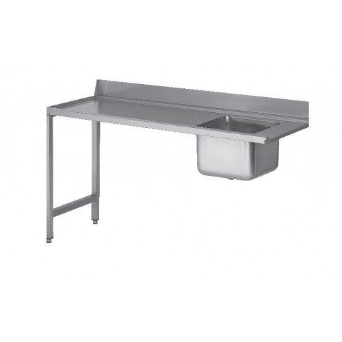 Table d'entrée lave vaisselle avec 1 bac sans étagère à gauche du LV, sans TVO Table d'entrée lave vaisselle avec 1 bac sans étagère à gauche du LV, sans TVO