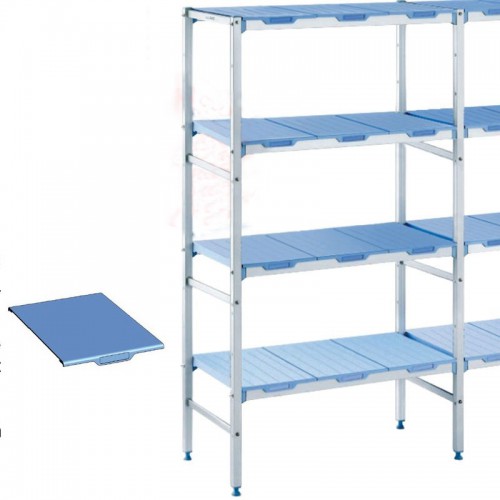Rayonnage monté en ligne clayettes pleines polypropylène P 500 x H 1750 mm 5 niveaux Rayonnage monté en ligne clayettes pleines polypropylène P 500 x H 1750 mm 5 niveaux