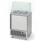 Meuble de préparation fast-food, 4 portes pleines, 345 L, 24 bacs GN1/6 + 9 bacs GN1/9