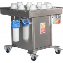 Machine rince-bouteilles semi-automatique, avec 10 positions de bouteilles