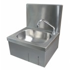 Lave-mains avec mitigeur, inox AISI-304 18/10, adossé