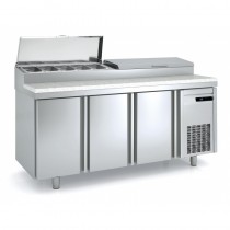 Meuble de préparation pizza, 3 portes pleines, 562 L, 10 bacs GN 1/3