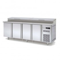 Meuble de préparation pizza, 4 portes pleines, 761 L, 12 bacs GN 1/3