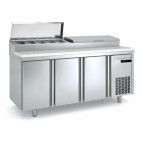 Meuble de préparation, 2 portes pleines, 255 L, 8 bacs GN 1/4