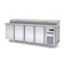 Meuble de préparation, 3 portes pleines, 399 L, 10 bacs GN 1/4