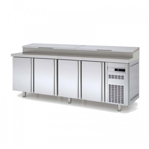 Meuble de préparation sushi, 4 portes pleines, 543 L, 13 bacs GN 1/6 Meuble de préparation sushi, 4 portes pleines, 543 L, 13 bacs GN 1/6