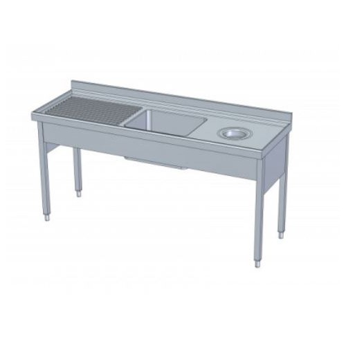 Plonge 1 bac avec trou vide-déchets, 1 égouttoir à gauche, L 1800 x P 700 x H 850 mm Plonge 1 bac avec trou vide-déchets, 1 égouttoir à gauche, L 1800 x P 700 x H 850 mm