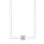 Caniveau Modul 20 à fente de 20 mm, en forme de U, composé de 3 bras : 2500+1740+2500 mm, sortie verticale, sur mesure