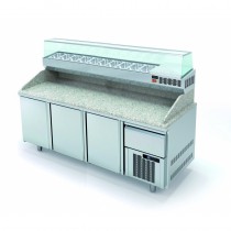 Meuble à pizza avec tiroir à pâtons, 3 portes pleines, 562 L