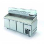 Meuble à pizza avec tiroir à pâtons, 3 portes pleines, 562 L