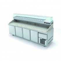 Meuble à pizza avec tiroir à pâtons, 4 portes pleines, 761 L