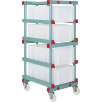 Chariot à glissières 2 niveaux, pour bacs 600 x 400 x 220 mm