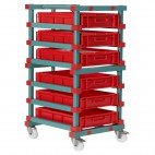 Chariot à glissières 6 niveaux, pour bacs L 600 x P 400 x H 120 mm