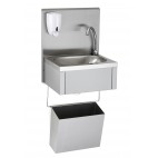 Lave-mains GC avec dosseret + distributeur de savon + corbeille inox L 440 x l 335 x H 985 mm