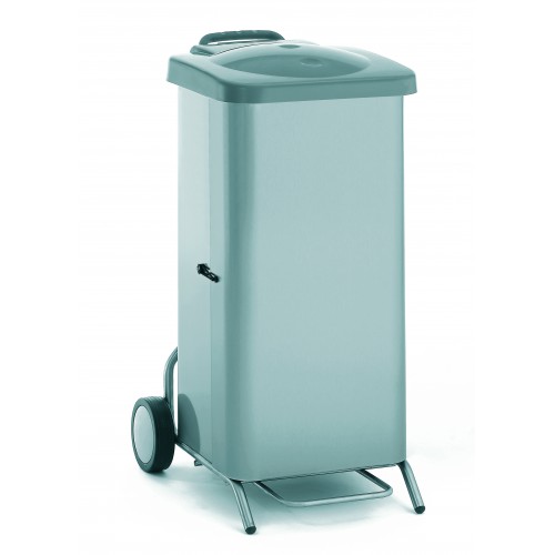 Porte-sac avec couvercle + habillage inox pour sacs 100 litres Porte-sac avec couvercle + habillage inox pour sacs 100 litres
