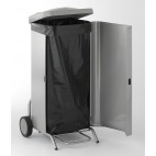 Porte-sac avec couvercle + habillage inox, pour sacs 100 litres