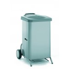 Porte-sac avec couvercle + habillage inox pour sacs 70 litres