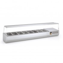 Présentoir à ingrédients, vitre pare haleine, 336 L, 8 bacs GN 1/4