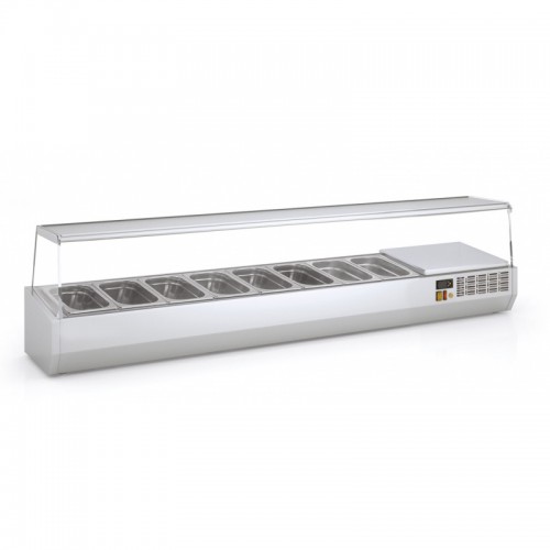 Présentoir à ingrédients, vitre pare haleine, 336 L, 8 bacs GN 1/4 Présentoir à ingrédients, vitre pare haleine, 336 L, 8 bacs GN 1/4