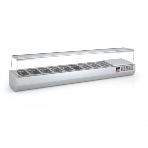 Présentoir à ingrédients, vitre pare haleine, 336 L, 9 bacs GN 1/4 Présentoir à ingrédients, vitre pare haleine, 336 L, 9 bacs GN 1/4