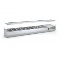 Présentoir à ingrédients, vitre pare haleine, 336 L, 9 bacs GN 1/4