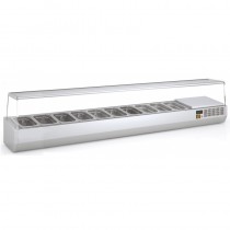 Présentoir à ingrédients, vitre pare haleine, 336 L, 10 bacs GN 1/4