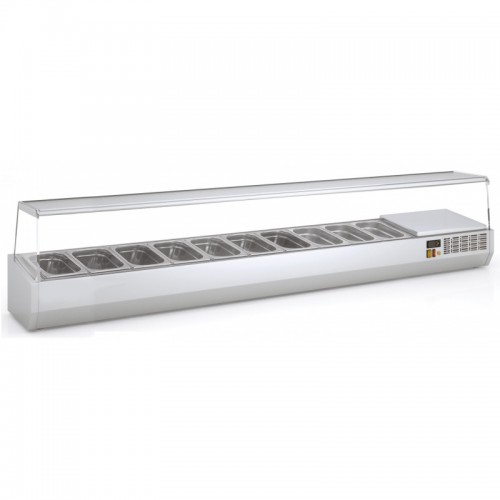 Présentoir à ingrédients, vitre pare haleine, 336 L, 10 bacs GN 1/4 Présentoir à ingrédients, vitre pare haleine, 336 L, 10 bacs GN 1/4