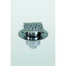 Siphon inox pour sols carrelés sans cadre réglable, grille Ø 175 mm, ép grille 2 mm, diamètre de sortie 100 mm